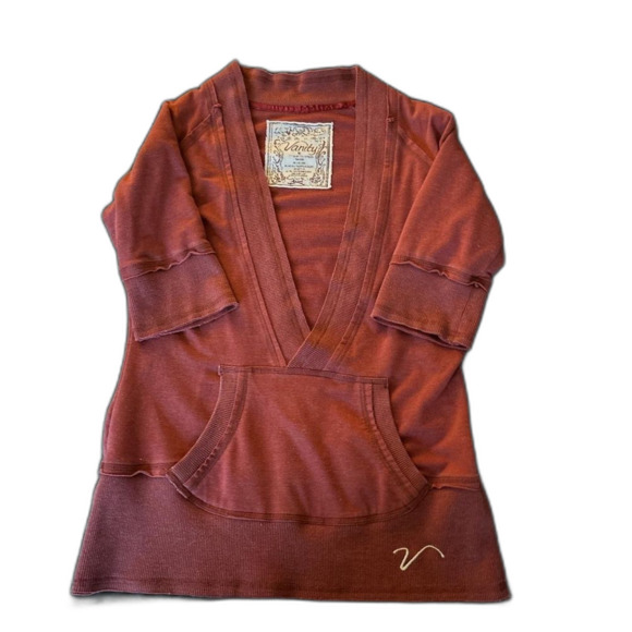 Vanity Tops - Vanity Women's Burgundy and Red Shirt size large